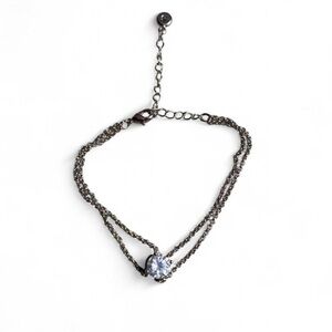 Faux Diamond Bracelet On Silver Chain